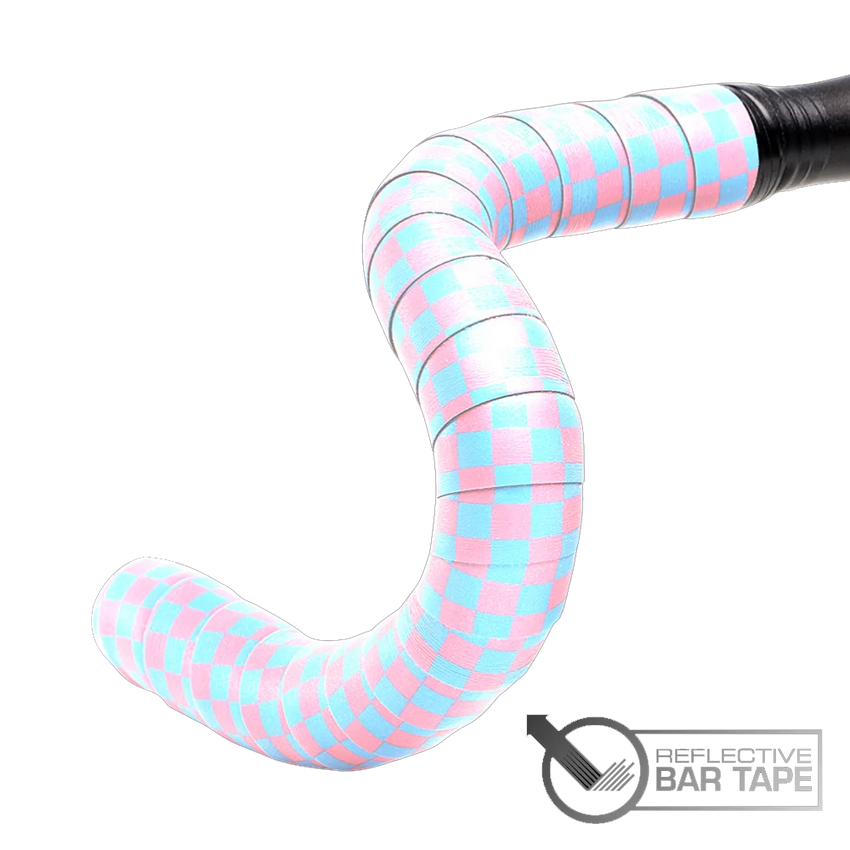 (BT-REFBLPK) Reflective Bar Tape - Blue/Pink Checkered