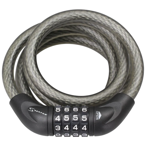 (CL-12) 12mm Coiled Cable Combination Lock: 5ft