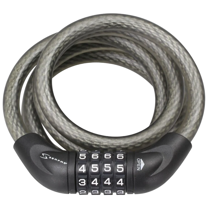 (CL-12) 12mm Coiled Cable Combination Lock: 5ft